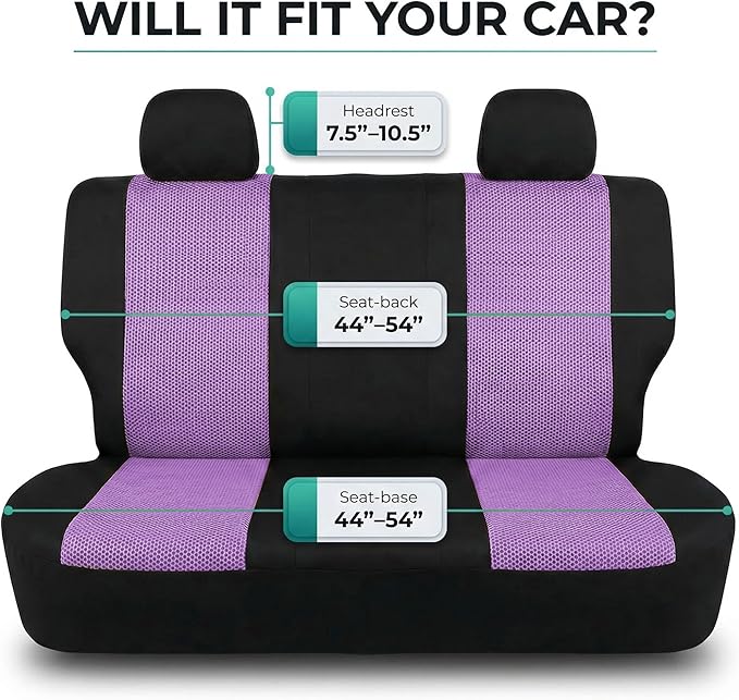 FH Group Automotive Rear Car Seat Covers for SUV, Trucks, Sedan and More - Universal Fit Rear Solid Bench Design Interior Acc