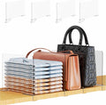 Yieach 4 Pack Towel,Sweater,Purse Organizer and Acrylic Shelf Dividers for Closet Organization - Adjustable Height - Vertical