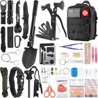 Emergency Survival Kit and First Aid Kit, 142Pcs Professional Survival Gear and Supplies Equipment with Molle Pouch, Gift for