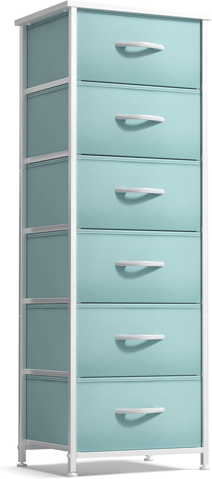 Sorbus Fabric Dresser for Kids Bedroom - Chest of 6 Drawers, Tall Storage Tower, Clothing Organizer, for Closet, for Playroom