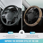 Road Comforts Leopard Steering Wheel Cover for Women, Cute Anti-Slip Microfiber Leather, Universal Fit 14.5-15 Inch Round Ste