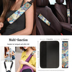 Dragonfly Car Seat Cover Full Set with Steering Wheel Cover Seat Belt Pads Auto Armrest Covers Boho Flower Cup Holders Keychain Lipstick Holder Fit for Most Vehicles