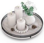 13" Oak Bathroom Vanity Tray Turntable for Perfume Candle, Round Wooden Decorative Tray for Kitchen Sink Countertop Organizer