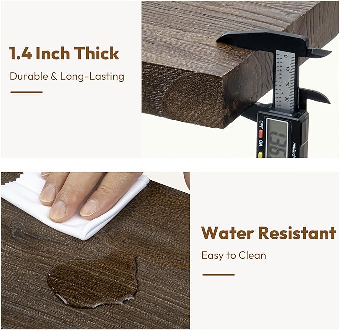 Vivelove Elm Floating Shelves for Wall Solid Wood, 24 Inches Long Rustic Wall Shelf With Invisible Bracket for Living Room Be
