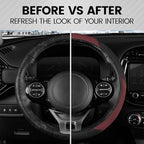 BDK Steering Wheel Cover -SootheGrip MassageTouch - Comfort Massage Grip - Protection and Control- Black & Burgundy