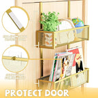 Kaiferty Over The Door Hooks Organizer,Coat Rack with 12 Hooks and 2 Mesh Baskets,Back of Door Storage Organizer for Bathroom