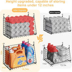 Sonyabecca 3-Pack Hanging Laundry Baskets, Foldable Metal Wire Shelves with 360° Rotating Hooks, Space-Saving Over Washer/Dry