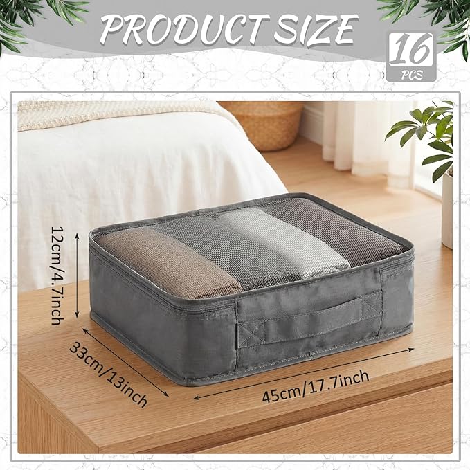 Silkfly 16 Pcs XL Packing Cube for Travel Luggage Organizer Suitcase High Capacity Large Packing Bag Bulk Reusable Mesh Trave