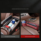 2-Pack car seat Gap Filler Organizer with Cup Holder,Car Leather Cup Holder Gap Organizer,Built-in Beverage Holder (12in x7.9in), for Keys/Phone/Sunglasses, Car Seat Organizer (Black)