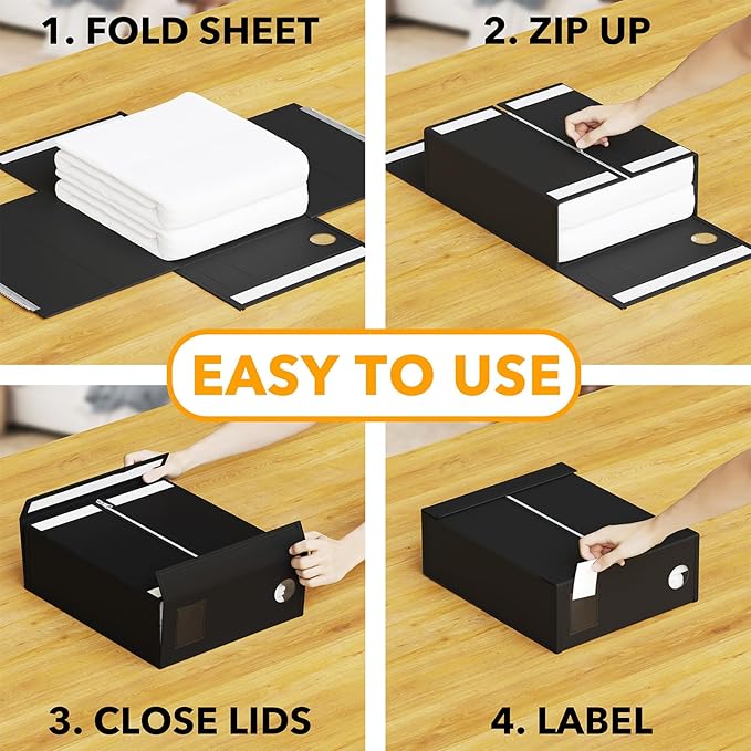 SpaceAid 8 Pack Bed Sheet Organizers and Storage, Foldable Sheet Organizer for Linen Closet, Sheets Set Folder Keeper with Wi