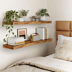 Fixwal Wall Shelves, 35" Long Heavy Duty Wall Mounted Rustic Wood Shelves for Living Room, Bedroom, Bathroom and Kitchen, Wal