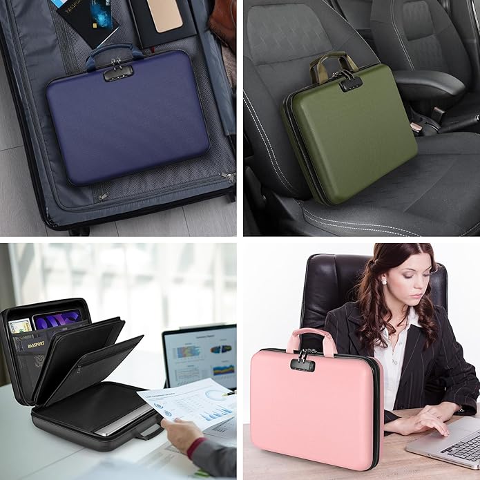 Fireproof Document Organizer Bag, 5200℉ File Organizer Safe Box, Hard Shell Document Bag with 13 Pocket Accordion File Folder