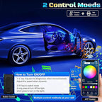 RGB Acrylic Interior Car LED Strip Light with Wireless APP, Car Accessories 6 in 1 with 175 inches 593 LEDs Fiber Optic Ambient Lighting Kits, Dynamic Music Sync Neon LED Strip Light for Car