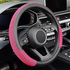 KAFEEK 15 inch Steering Wheel Cover, Cooling Ice Silk Mesh with Microfiber Leather, Heat Resistant, Breathable, Anti-Slip, Su