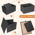 JAKAGO Fabric Storage Bins set of 4 Rectangle Storage Baskets with Handle Foldable Closet Organizer for Clothes Towel bedding