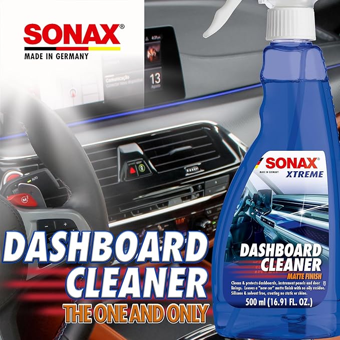 SONAX Dashboard Cleaner 283241 | Premium Interior Cleaner & Protectant for Plastic, Vinyl, & Rubber | Anti-Static, Low-Glare,