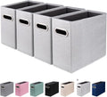 4 Packs Letter Size File Organizer, File Folders Organizer, Fabric Storage Box, Collapsible Paper Organizer with Metal Handle
