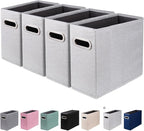4 Packs Letter Size File Organizer, File Folders Organizer, Fabric Storage Box, Collapsible Paper Organizer with Metal Handle