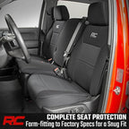 Rough Country Neoprene Seat Covers for Chevy Silverado & GMC Sierra 1500 (2019-2026) w/No Rear Seat Storage or Cup Holder - W