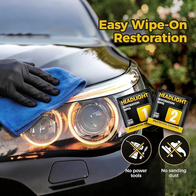 Ceramic Car Headlight Restoration Kit, No Sanding, Removes Yellowing and Cloudiness, Restores Clarity to Like New Look, No Po