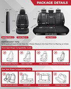 FREESOO Black Car Seat Covers Full Set - Faux Nappa Leather Seat Covers for Cars, with Front Seatbelt Pads, Waterproof Breath