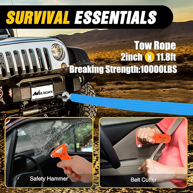 Nilight Car Emergency Kit with Jumper Cable Air Compressor Tire Repair Essential Tools First Aid Alligator Connector Electric