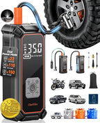 OlarHike Tire Inflator Portable Air Compressor, Battery Powered, 150PSI Dual Mode, Auto Air Pump for Car Tires, Motorcycle, Bicycle, Electric Pump with LED Light & Digital Pressure Gauge