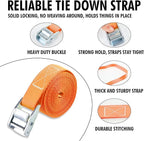 Cartman 1" x 12'Lashing Straps Cargo Tie-Down Strap Up to 600lbs, 10pk in Carry Bag, Orange