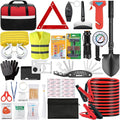 Car Roadside Emergency Kit - Car Emergency Kit with Jumper Cables, Tow Rope, Folding Shovel, Safety Hammer, Reflective Warnin