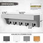 Rebee Vision Decorative Key Holder for Wall - Modern Farmhouse Wall Mount Mail Organizer Keys Hanger with Floating Shelf, 5 R