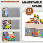 2 Pack Large Toy Storage Box with Clear Lids Collapsible Toy Organizer Chest with Adjustable Dividers Kids Storage Bin Basket