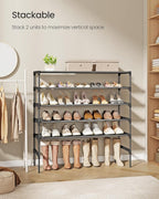 SONGMICS Shoe Rack, 3-Tier Shoe Storage Organizer, Space-Saving, 11.7 x 36.1 x 21 Inches, Entryway, Metal Frame, Non-Woven Fa