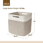 AELS Hand Woven Cotton Baskets for Storage, Cube Storage Bins with Handles, Foldable Collapsible Closet Organizers and Storag