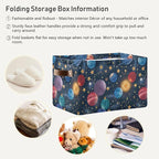 xigua Cartoon Planets Storage Basket Collapsible Storage Bins Waterproof Canvas Storage Basket with Leather Handles for Home 