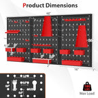 Goplus Pegboard Wall Organizer, 9-Bin Parts Rack Organizer w/Hammer Racks, Tool Holders & Hooks, Heavy-Duty Utility Tool Stor