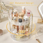 Oifecsie 360° Rotating Makeup Organizer, Large Capacity SkinCare Organizer, 2 Tier Cosmetic Skin Care Perfume Dresser Organiz
