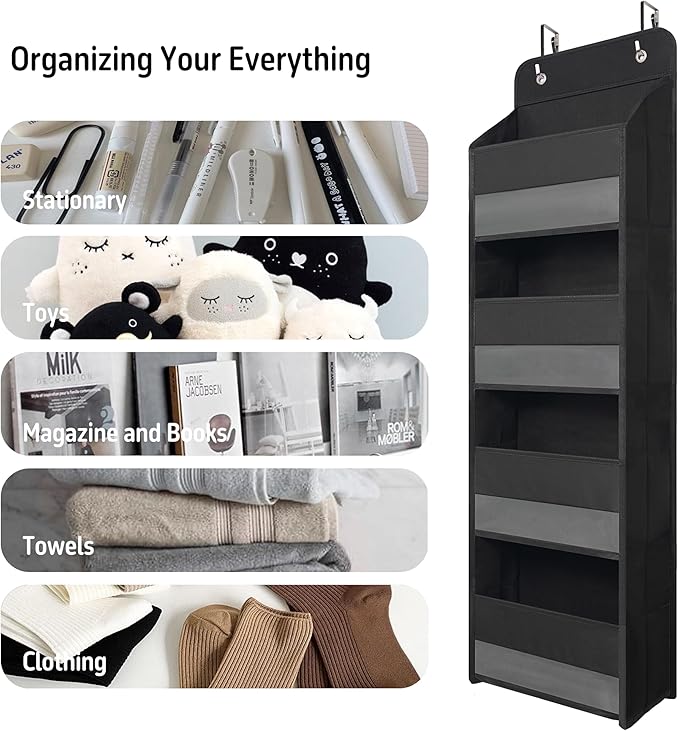 Giraffe Creation Over Door Organizer with 4 Large Capacity Pockets, Heavy Duty Hanging Organizer Storage for Closet Bathroom 