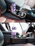 Car Seat Organizer Cup Drink Holders,Multifunctional Gap Filler Storage Box,Insert Organization Helps Reduce Distracted Driving&Holds Phone Mount Mug Bottle Cellphone Coaster Wallet Card (XBD-Black)