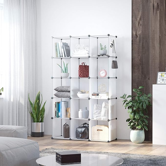 C&AHOME Cube Storage Organizer, 16-Cube Shelves Units, Plastic Storage Cubes, DIY Closet Organizer, Modular Closet Storage Sh