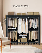 CASAMAYA Portable Closet, 81.5 Inch Extra Large Capacity Wardrobe Closet with Cover, Clothes Storage Organizer with Shelves a