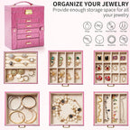 AKOZLIN 6-Tier Jewelry Box Lockable Leather Jewelry Storage Case with 5 Drawers for Women Girls Ring Necklace Earring Bracele