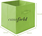 Casafield Set of 6 Collapsible Fabric Cube Storage Bins, Lime Green - 13" Foldable Cloth Baskets for Shelves, Cubby Organizer