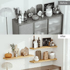 Vivelove Single Floating Shelves Oak 48 Inches, 48 x 10 inch Deep x 1.8 in Thick, Long Wall Shelves Heavy Duty 80 lbs for Bed