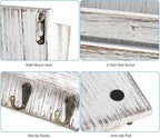 Mail Organizer Wall Mount with 4 Key Hooks, Rustic Wooden Hanging Mail Sorter Farmhouse Key Holder for Wall Decoration, 2-Slo