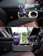 Car Seat Organizer Cup Drink Holders,Multifunctional Gap Filler Storage Box,Insert Organization Helps Reduce Distracted Driving&Holds phone Mount Mug Bottle Cellphones Coasters Wallet Cards (XBD-Gray)