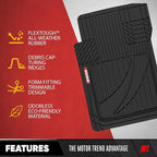 Motor Trend FlexTough Advanced Heavy Duty Black Rubber Car Floor Mats & Cargo Liner for SUV & Car Full Set - Universal Trim to Fit All Weather Automotive Floor Mat & Cargo Liners for SUV, Car, & Van
