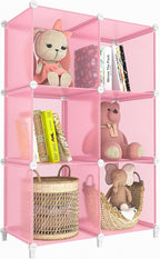 HOMIDEC 6-Cube Storage Shelf, Storage Bookcase Bookshelf with Metal Hammer, Storage Cubes Organizer Cabinet for Kids, Closet,