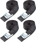 Cartman 1" x 15'Lashing Straps with Adjustable Cam Buckle Cargo Tie Down with Protective Pad, 4 Pack, Black