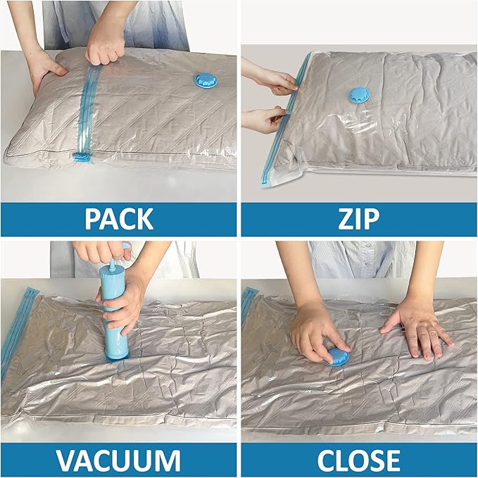 MattEasy Space Saver Vacuum Storage Bags, 6 Pack Large Space Saver Bags with Pump, Storage Vacuum Sealed Bags for Clothes, Co