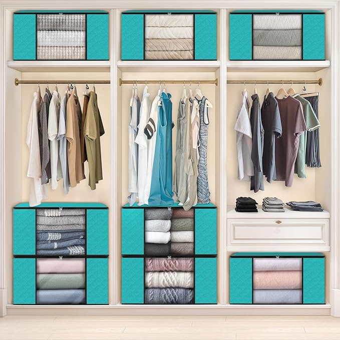 Fab totes Storage Bags,Clothes Blanket Storage Bins Foldable Closet Organizers with Reinforced Handle for Home Dorm Storage a